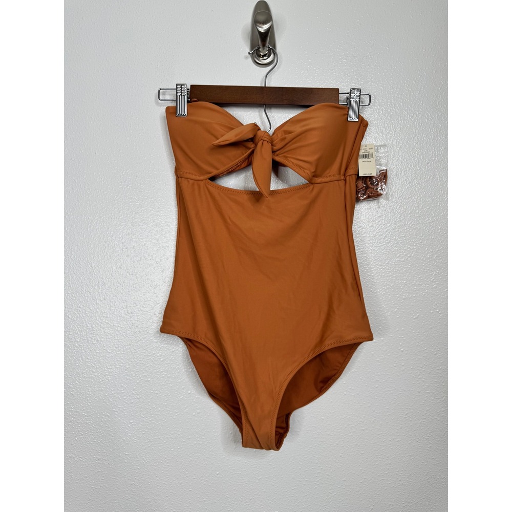 Aerie NWT Strapless Front Cut Out One Piece Swimsuit Size Small Long